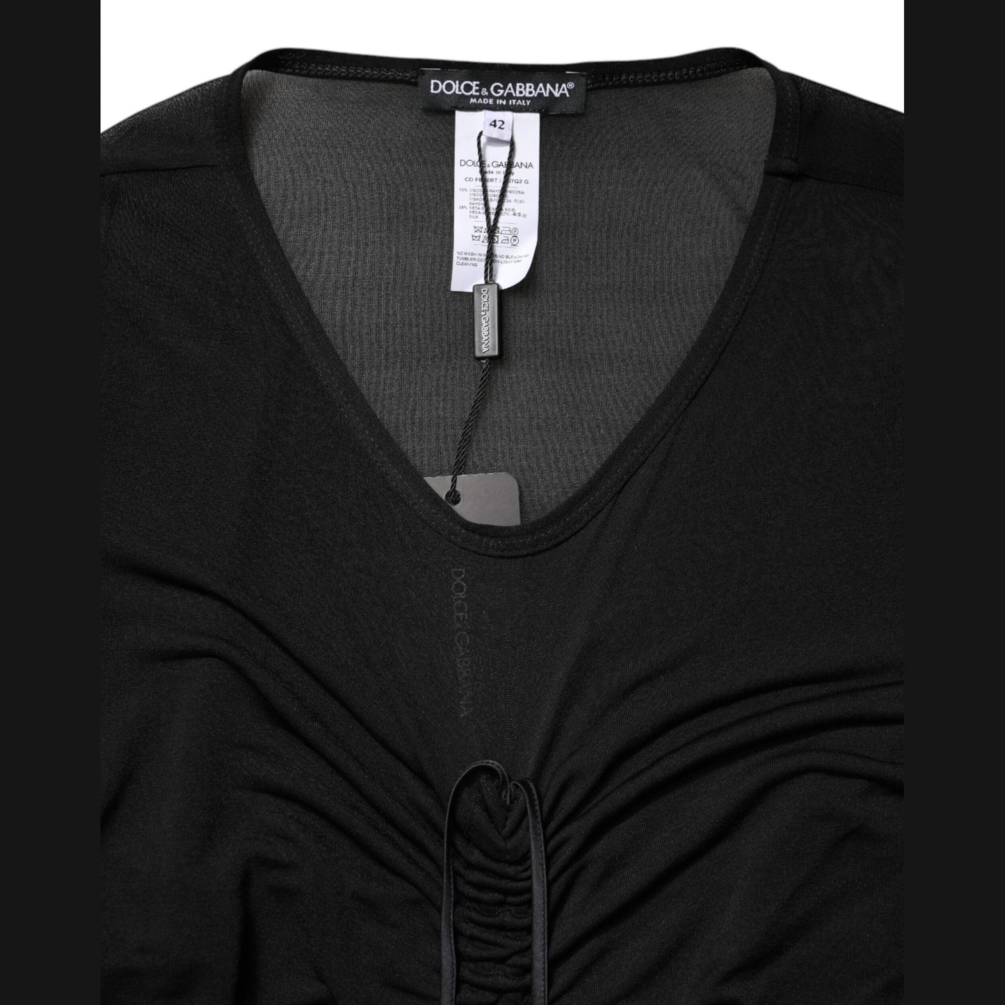 Dolce & Gabbana Black Mesh Trim Bodycon Long Sheath Dress Dolce & Gabbana