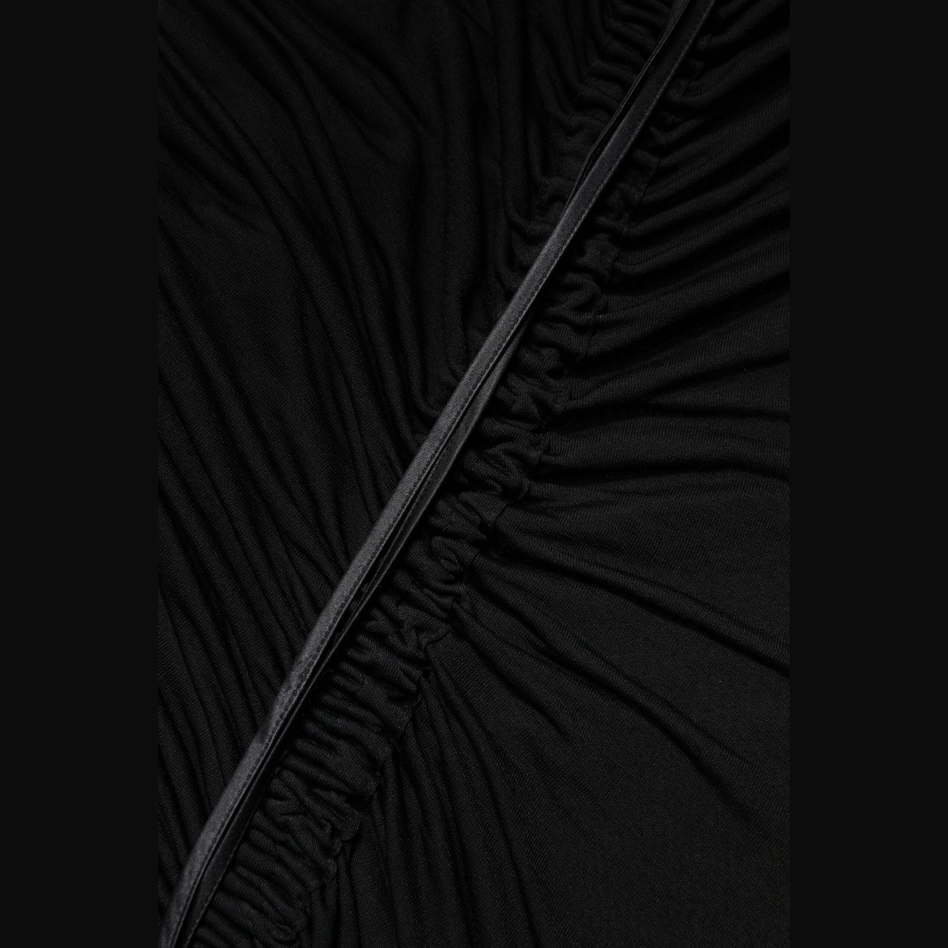 Dolce & Gabbana Black Mesh Trim Bodycon Long Sheath Dress Dolce & Gabbana