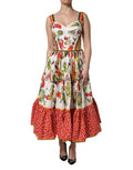 Dolce & Gabbana White Vegetables Sleeveless A-line Dress - Eljoys Fashion 