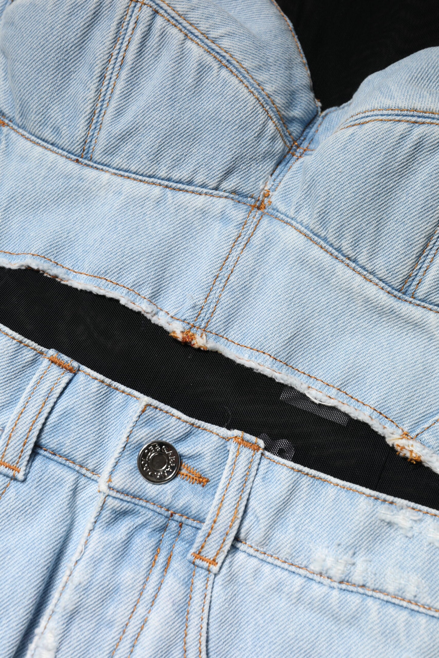 Dolce & Gabbana Black Blue Long Sleeves Denim Mini Dress Dolce & Gabbana