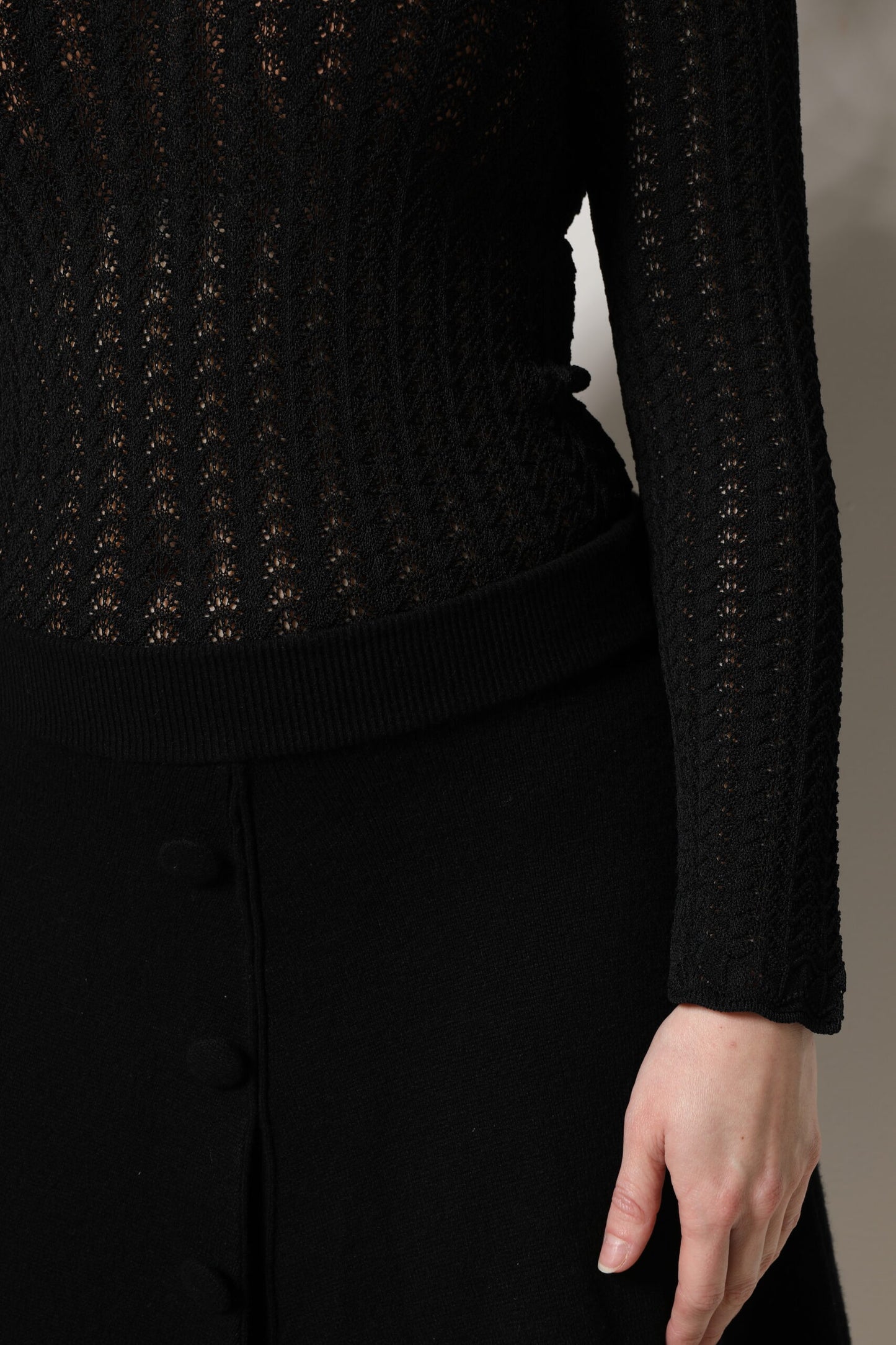 Dolce & Gabbana Black Cashmere Long Sleeves A-line Midi Dress Dolce & Gabbana