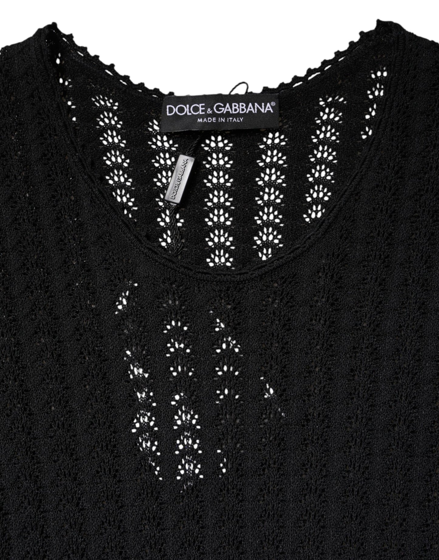 Dolce & Gabbana Black Cashmere Long Sleeves A-line Midi Dress Dolce & Gabbana