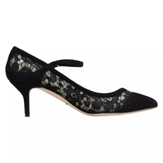 Dolce & Gabbana Black Mary Jane Taormina Lace Pumps Shoes Dolce & Gabbana