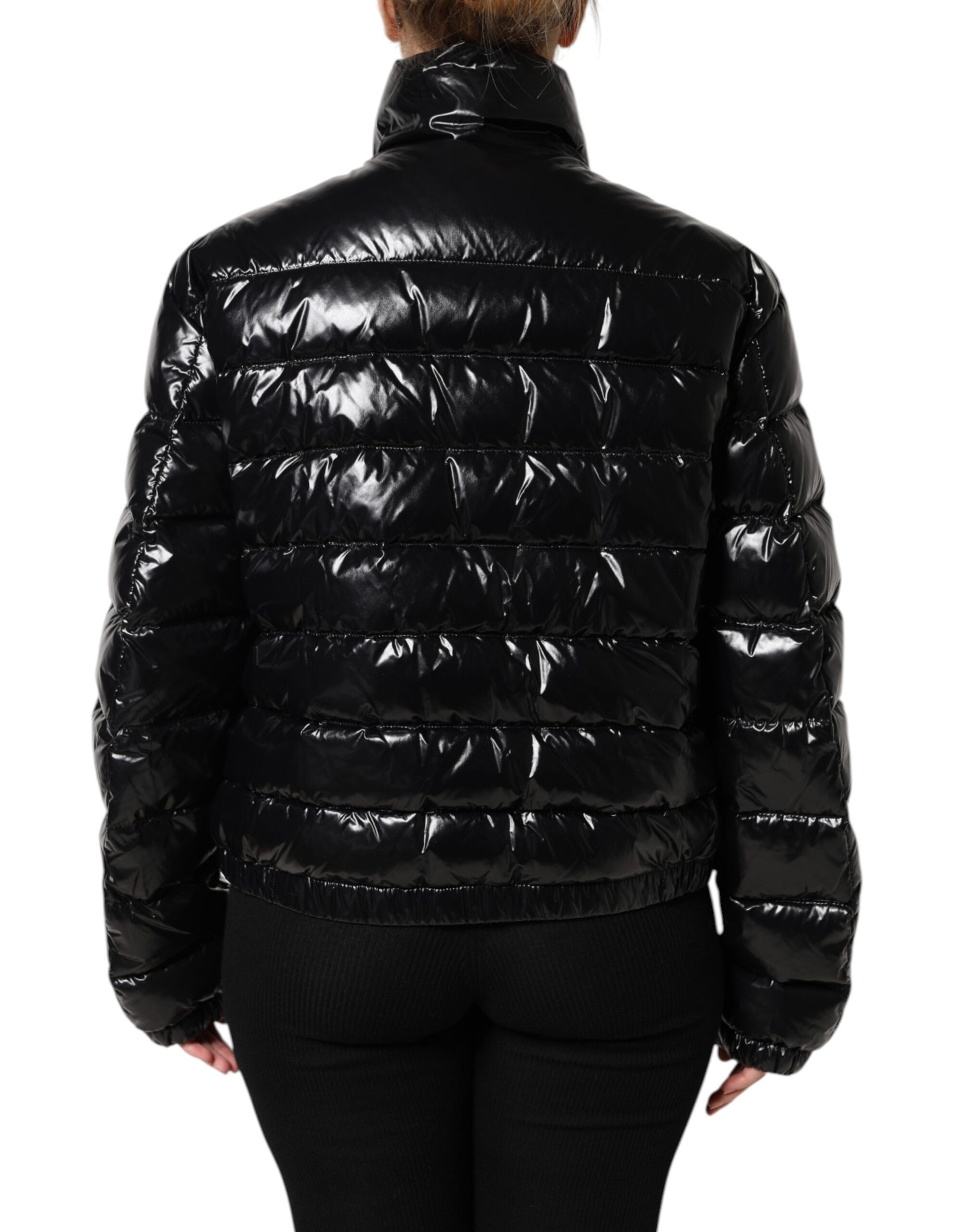 Dolce & Gabbana Black Logo Plaque Full Zip Puffer Jacket Dolce & Gabbana