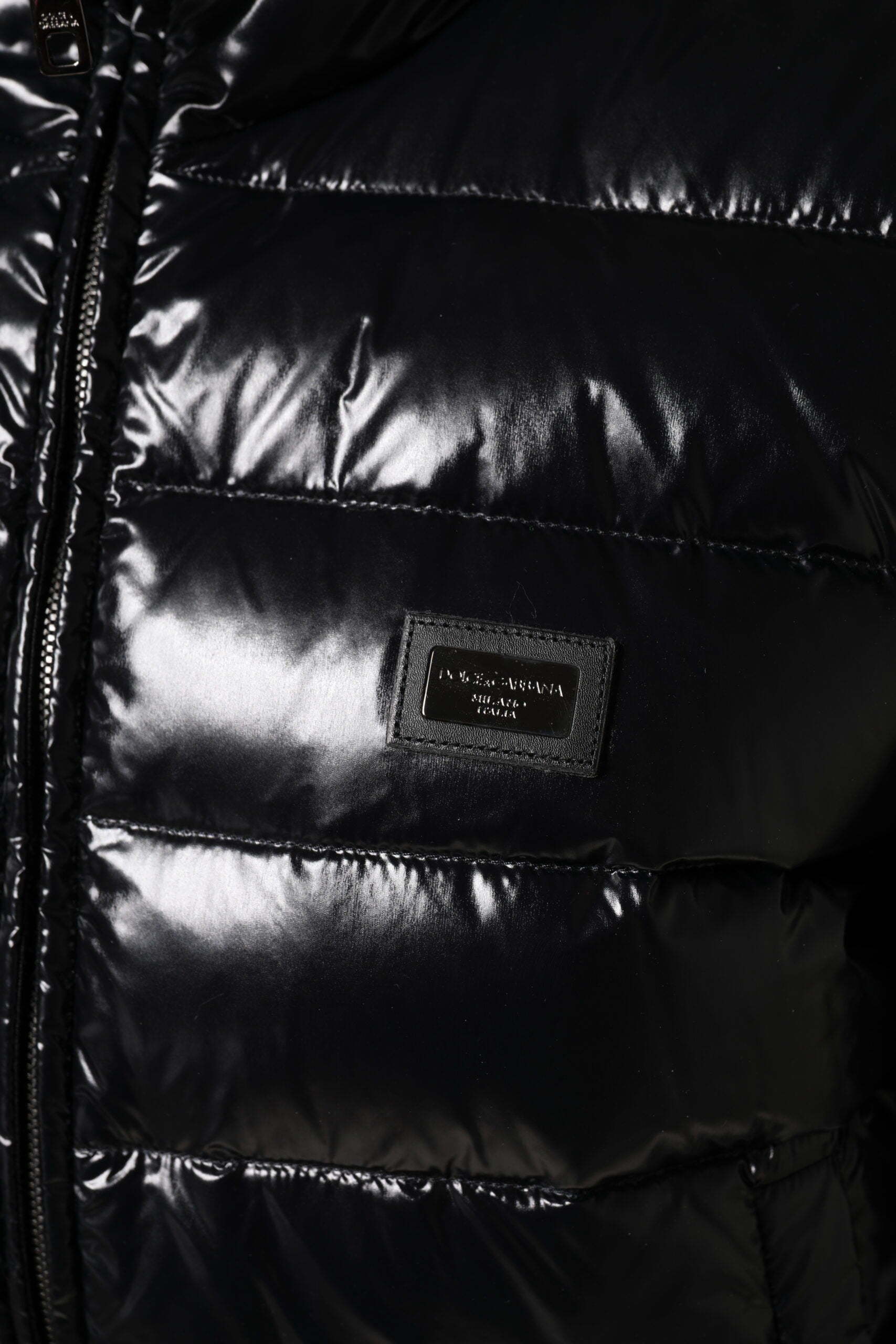 Dolce & Gabbana Black Logo Plaque Full Zip Puffer Jacket Dolce & Gabbana