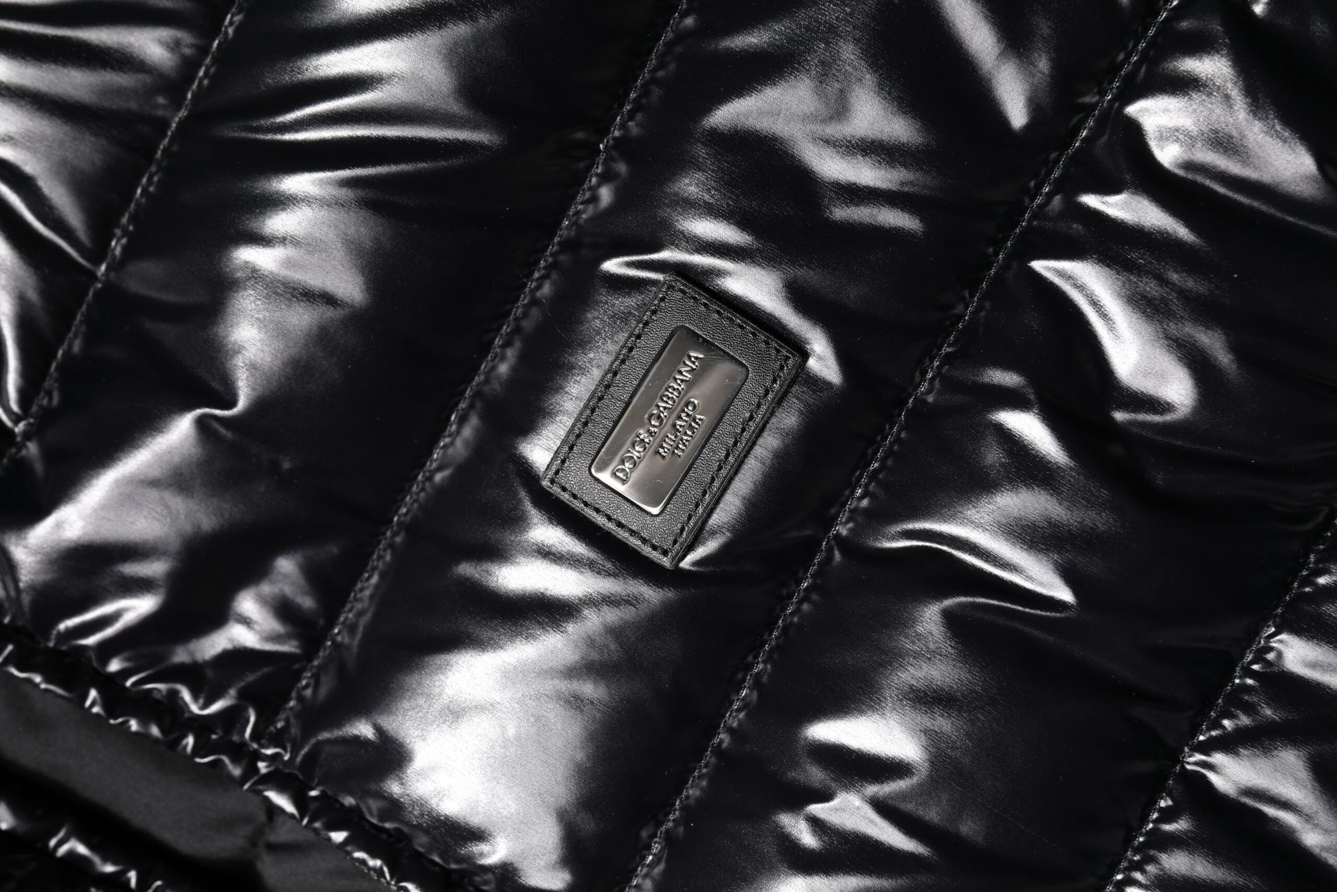Dolce & Gabbana Black Logo Plaque Full Zip Puffer Jacket Dolce & Gabbana