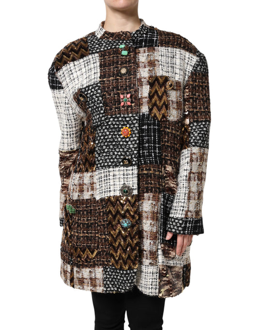 Dolce & Gabbana Multicolor Patchwork Button Down Jacket Dolce & Gabbana