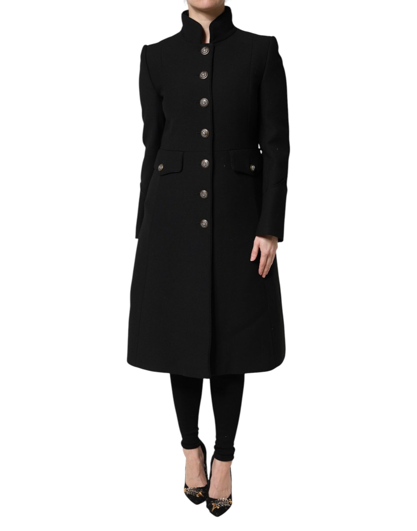Dolce & Gabbana Black Wool Single Breasted Trench Coat Jacket Dolce & Gabbana