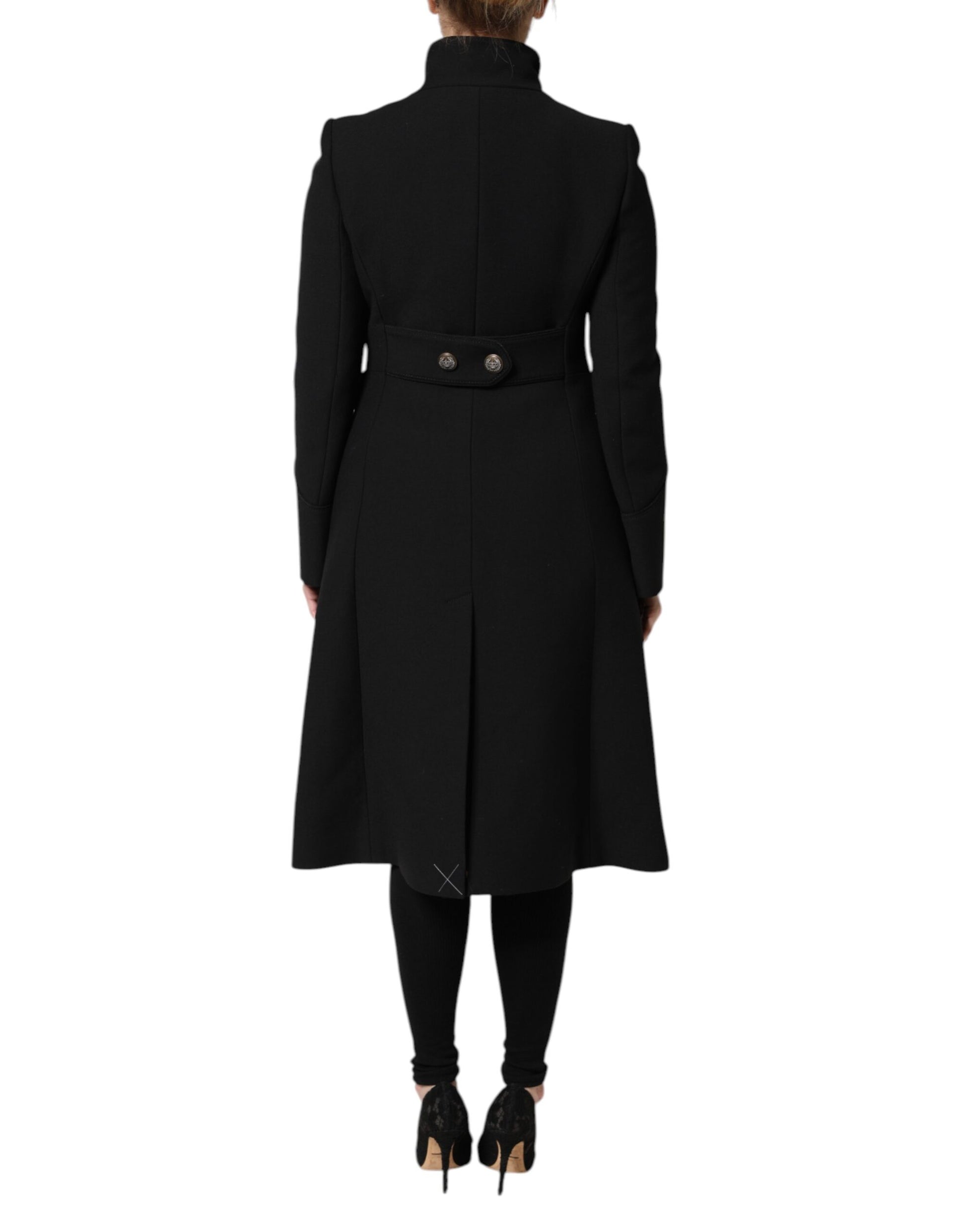 Dolce & Gabbana Black Wool Single Breasted Trench Coat Jacket Dolce & Gabbana