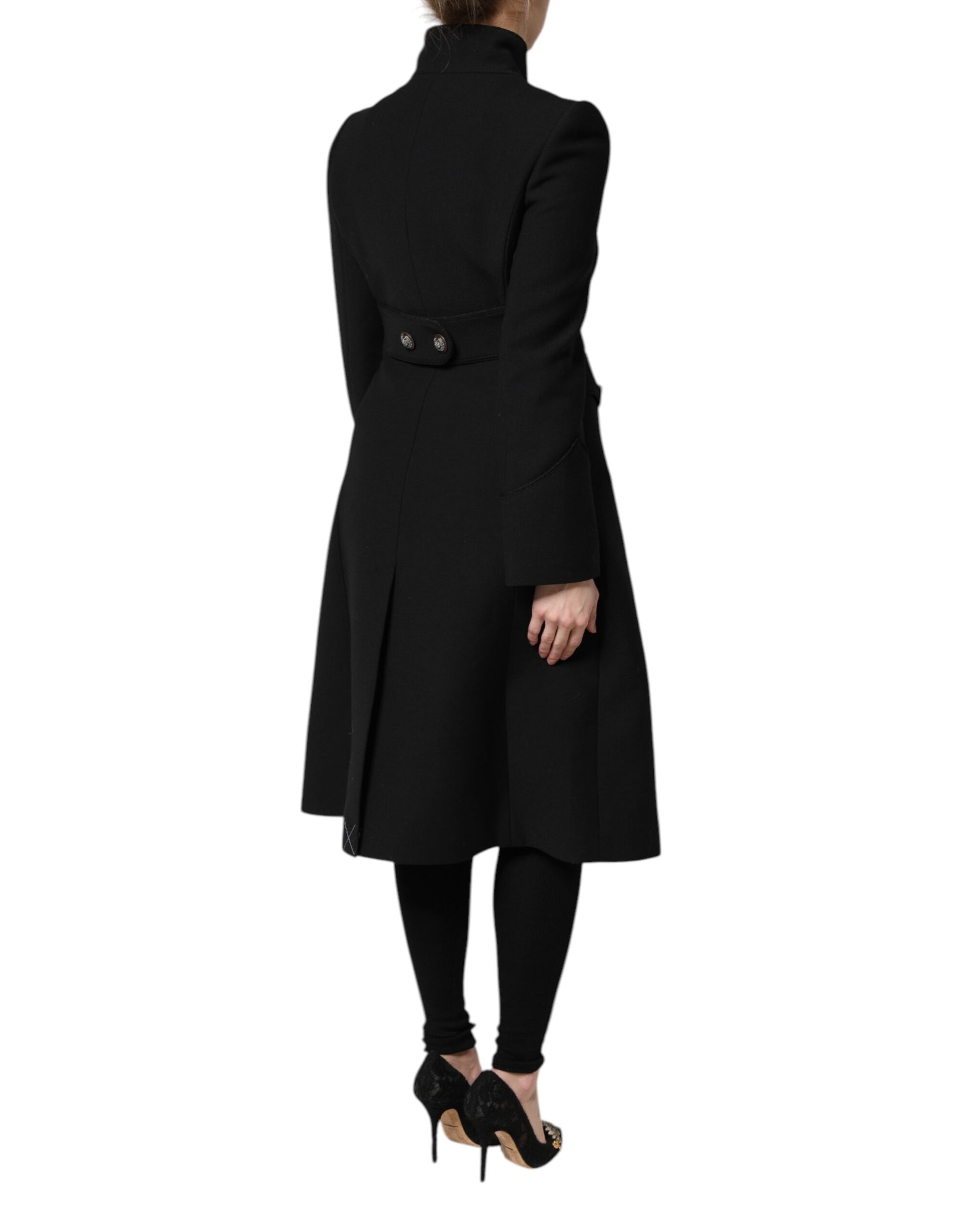 Dolce & Gabbana Black Wool Single Breasted Trench Coat Jacket Dolce & Gabbana