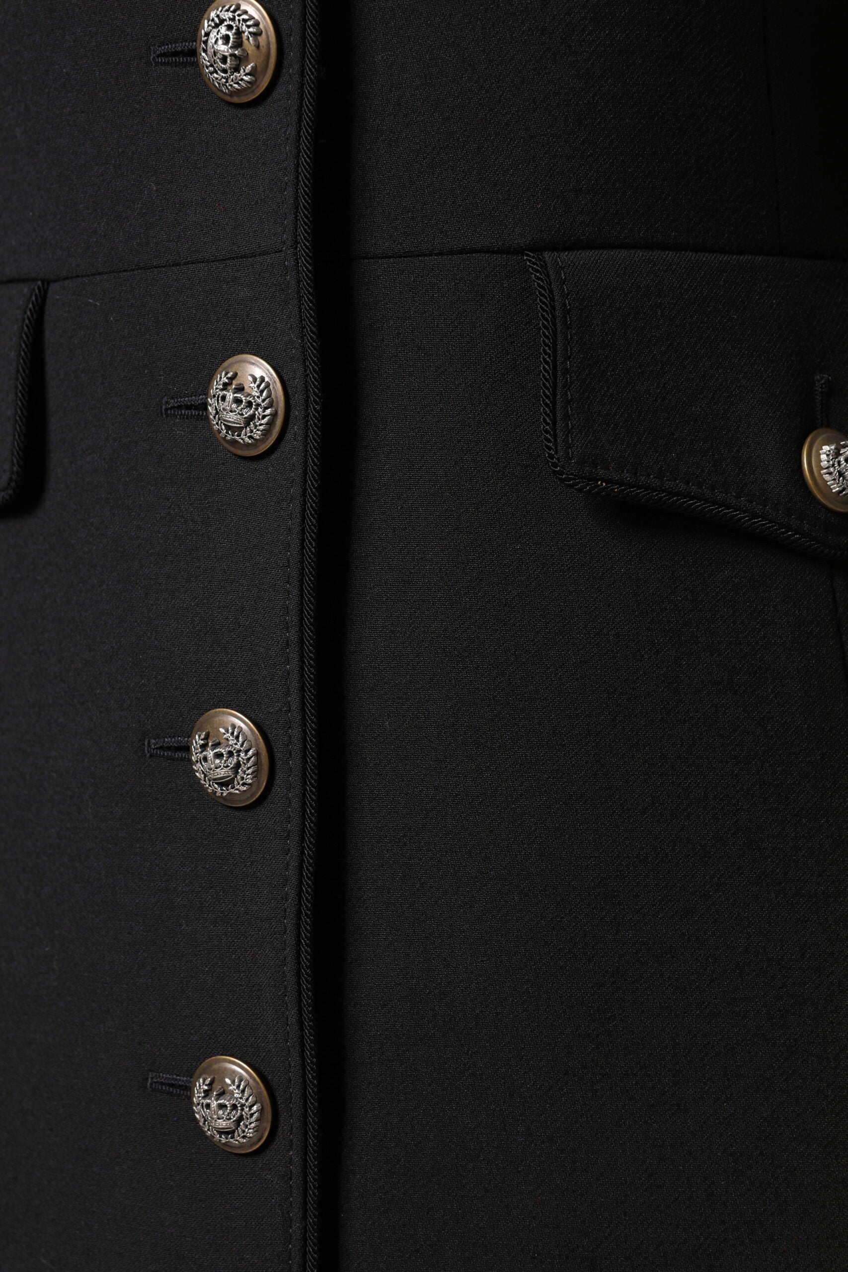 Dolce & Gabbana Black Wool Single Breasted Trench Coat Jacket Dolce & Gabbana