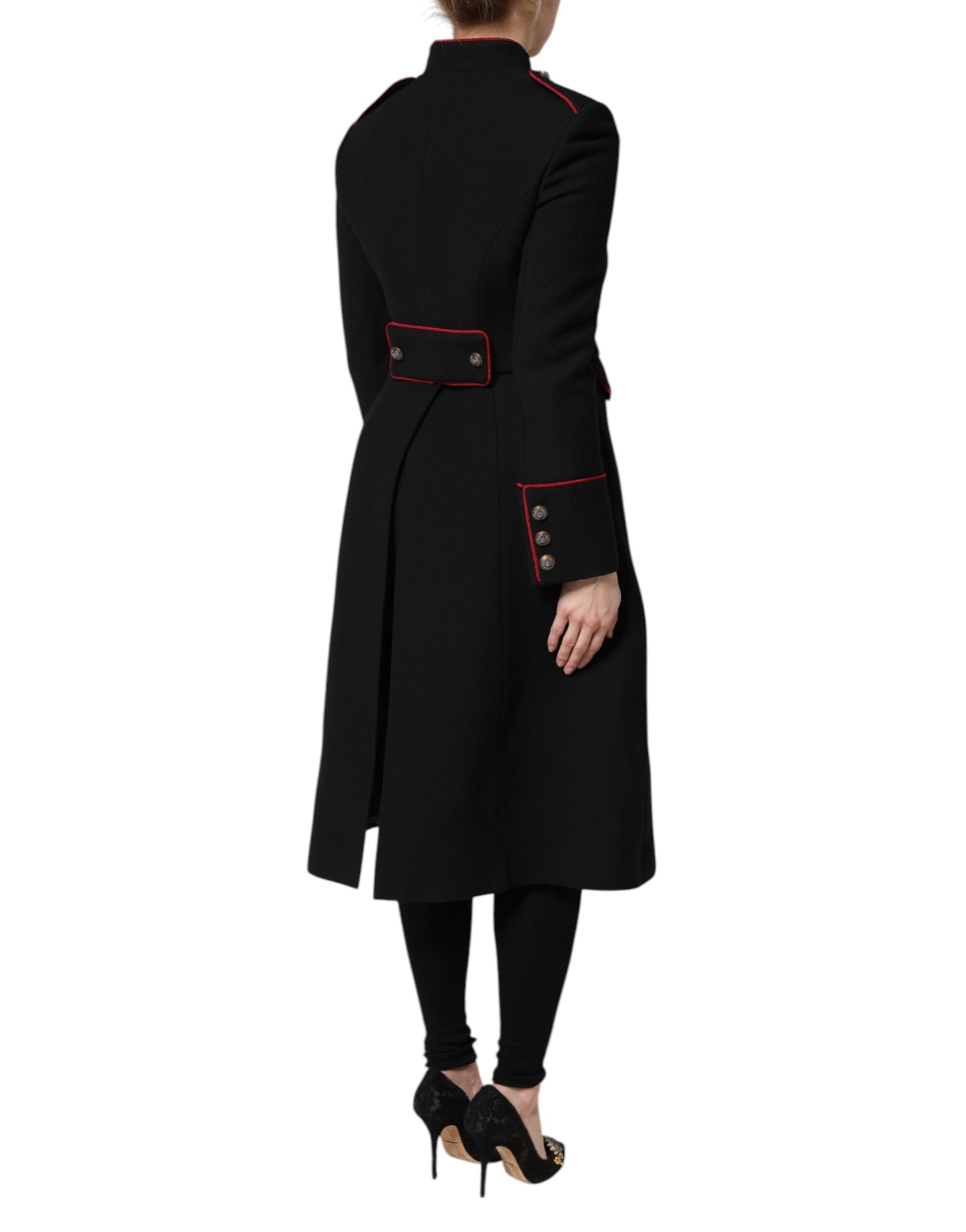 Dolce & Gabbana Black Wool Single Breasted Trench Coat Jacket Dolce & Gabbana