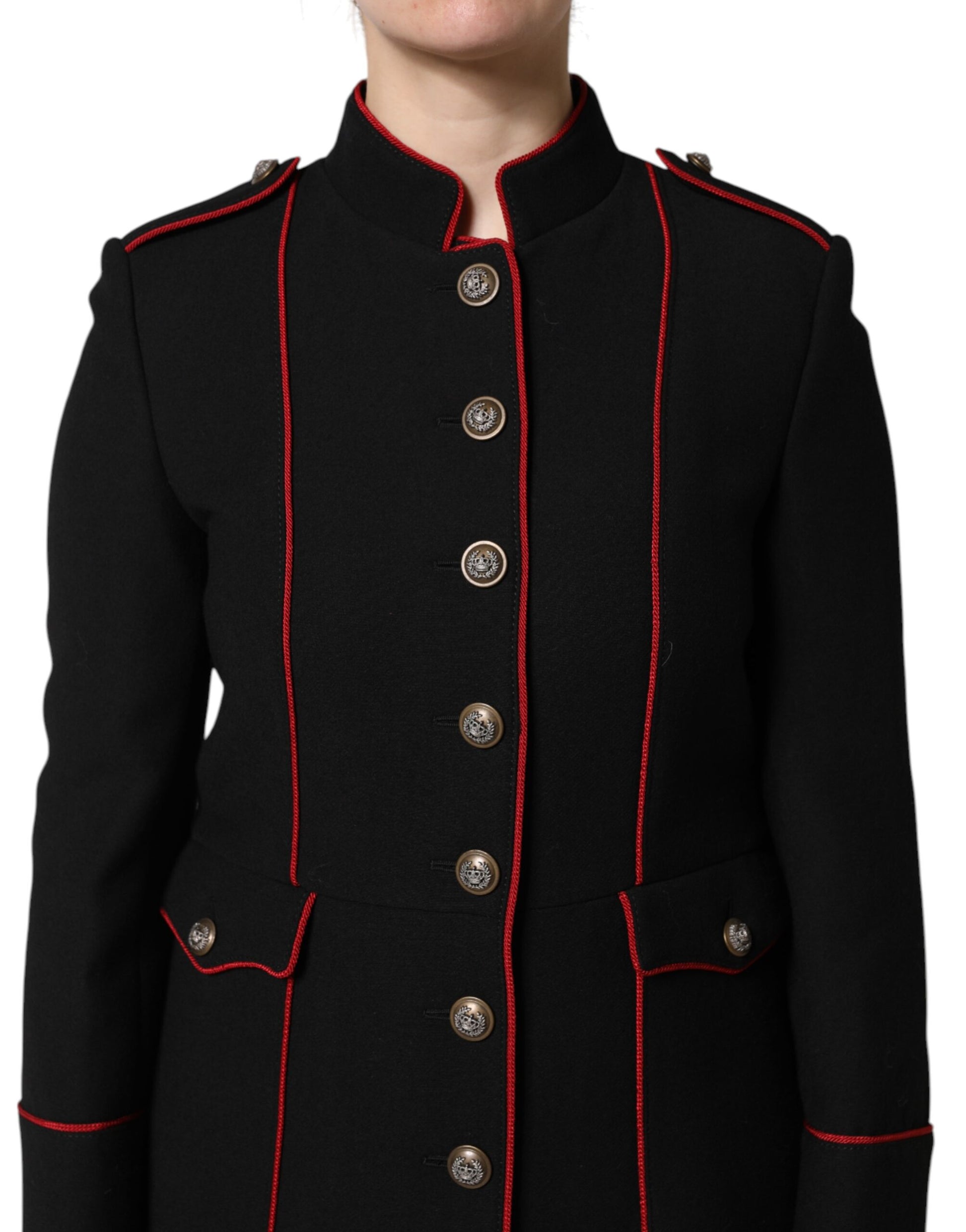 Dolce & Gabbana Black Wool Single Breasted Trench Coat Jacket Dolce & Gabbana