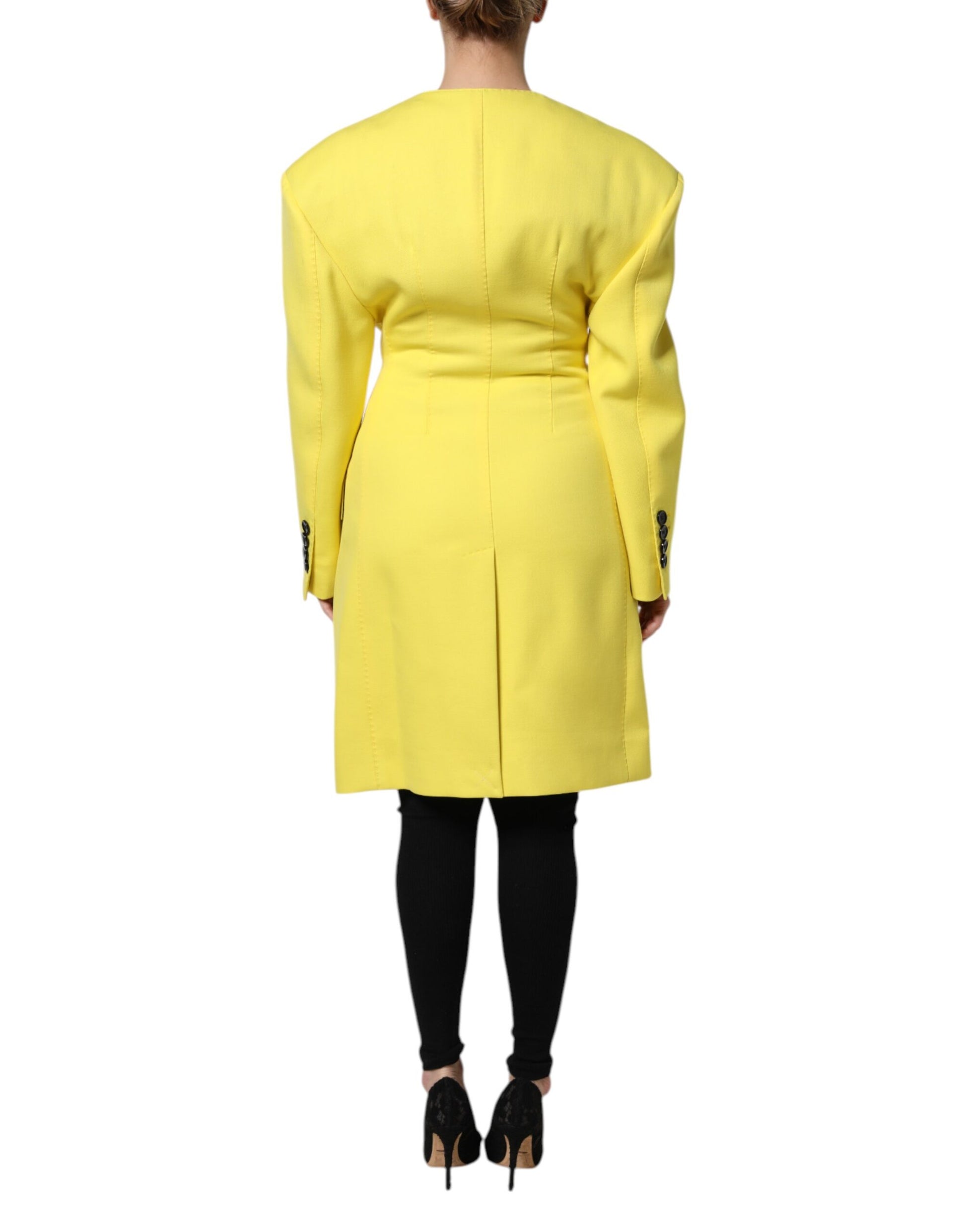 Dolce & Gabbana Yellow Double Breasted Trench Coat Jacket Dolce & Gabbana