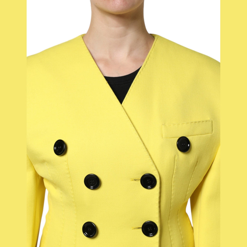 Dolce & Gabbana Yellow Double Breasted Trench Coat Jacket