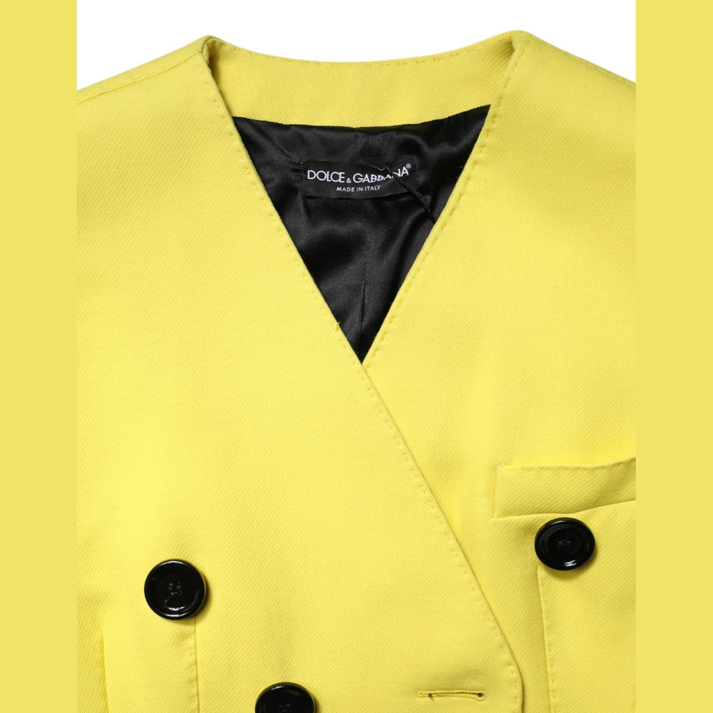 Dolce & Gabbana Yellow Double Breasted Trench Coat Jacket