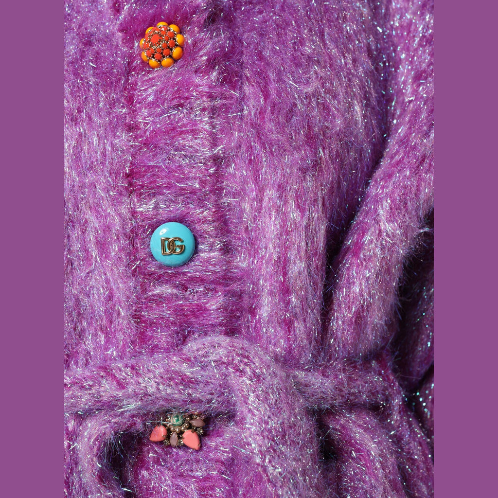 Dolce & Gabbana Purple Button Embellished Trench Coat Jacket