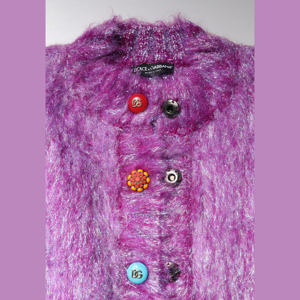 Dolce & Gabbana Purple Button Embellished Trench Coat Jacket