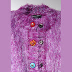 Dolce & Gabbana Purple Button Embellished Trench Coat Jacket