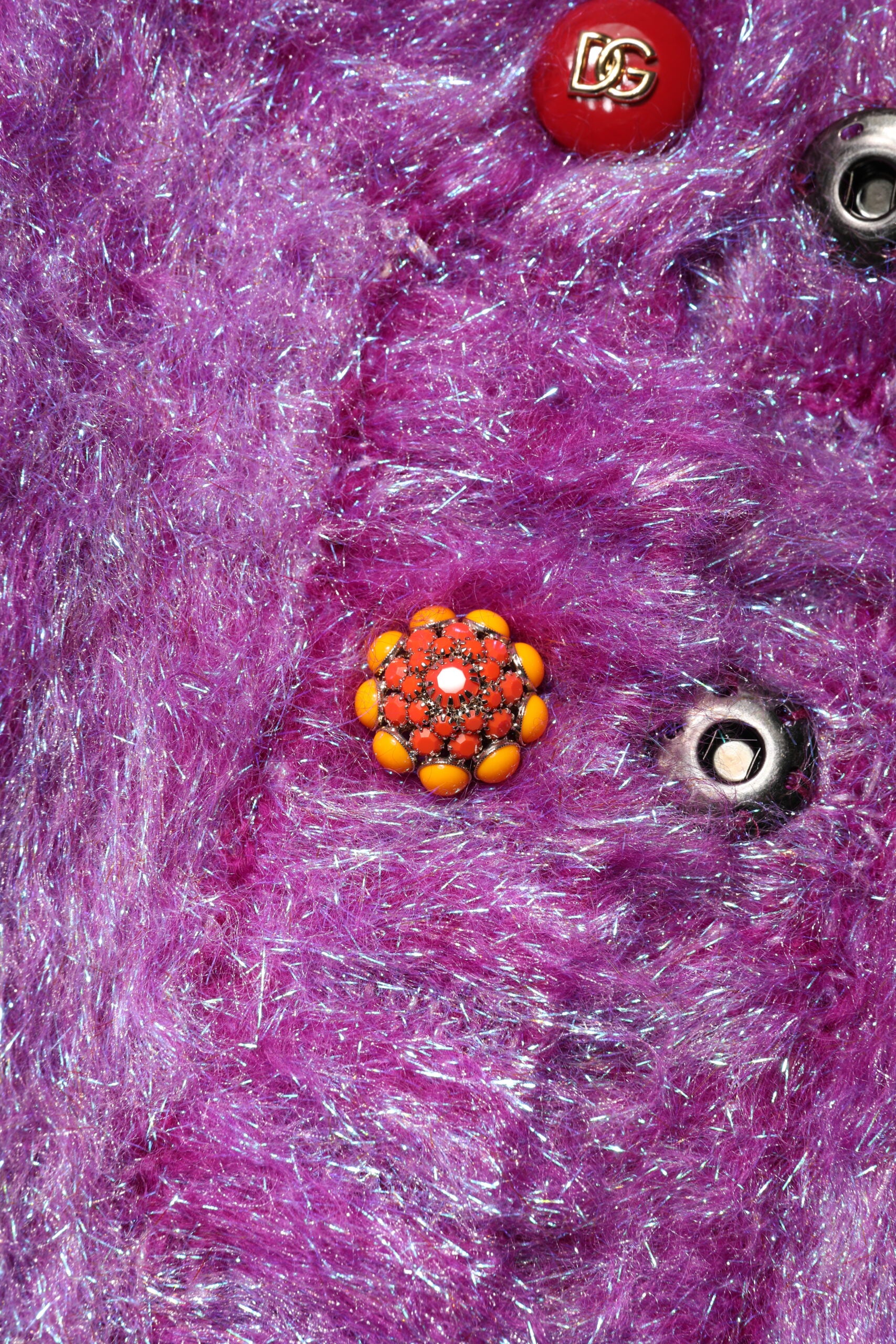 Dolce & Gabbana Purple Button Embellished Trench Coat Jacket Dolce & Gabbana