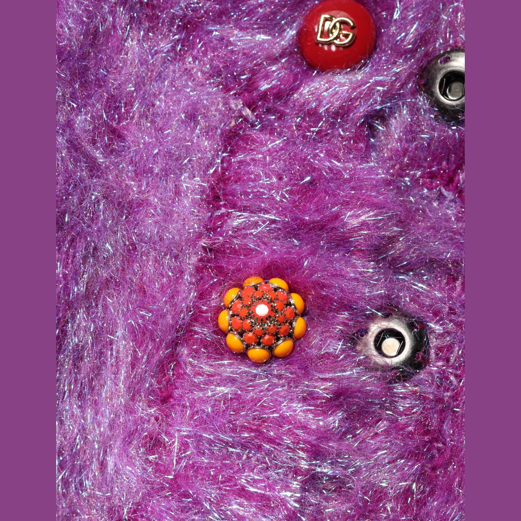 Dolce & Gabbana Purple Button Embellished Trench Coat Jacket