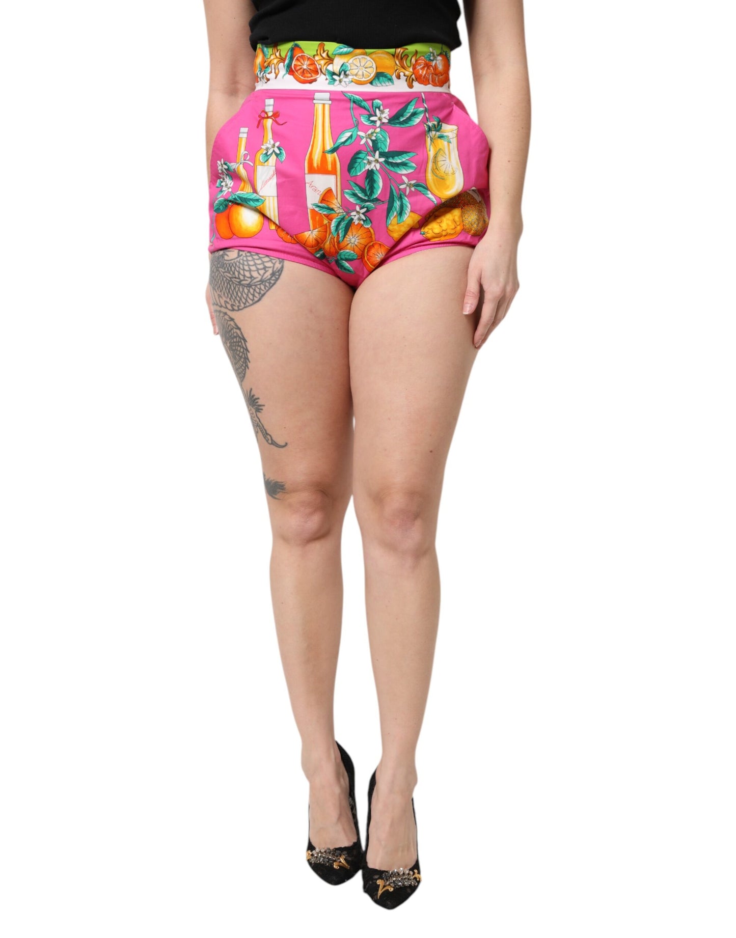 Dolce & Gabbana Pink Printed High Waist Hot Pants Shorts Dolce & Gabbana