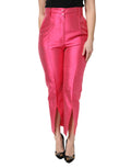 Dolce & Gabbana Pink Silk High Waist Tapered Pants - Eljoys Fashion 