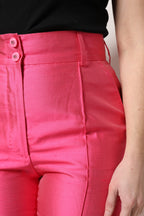 Dolce & Gabbana Pink Silk High Waist Tapered Pants