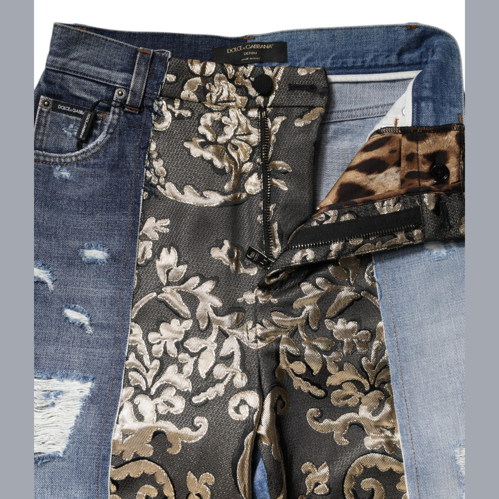 Dolce & Gabbana Multicolor Patchwork High Waist Denim Jeans