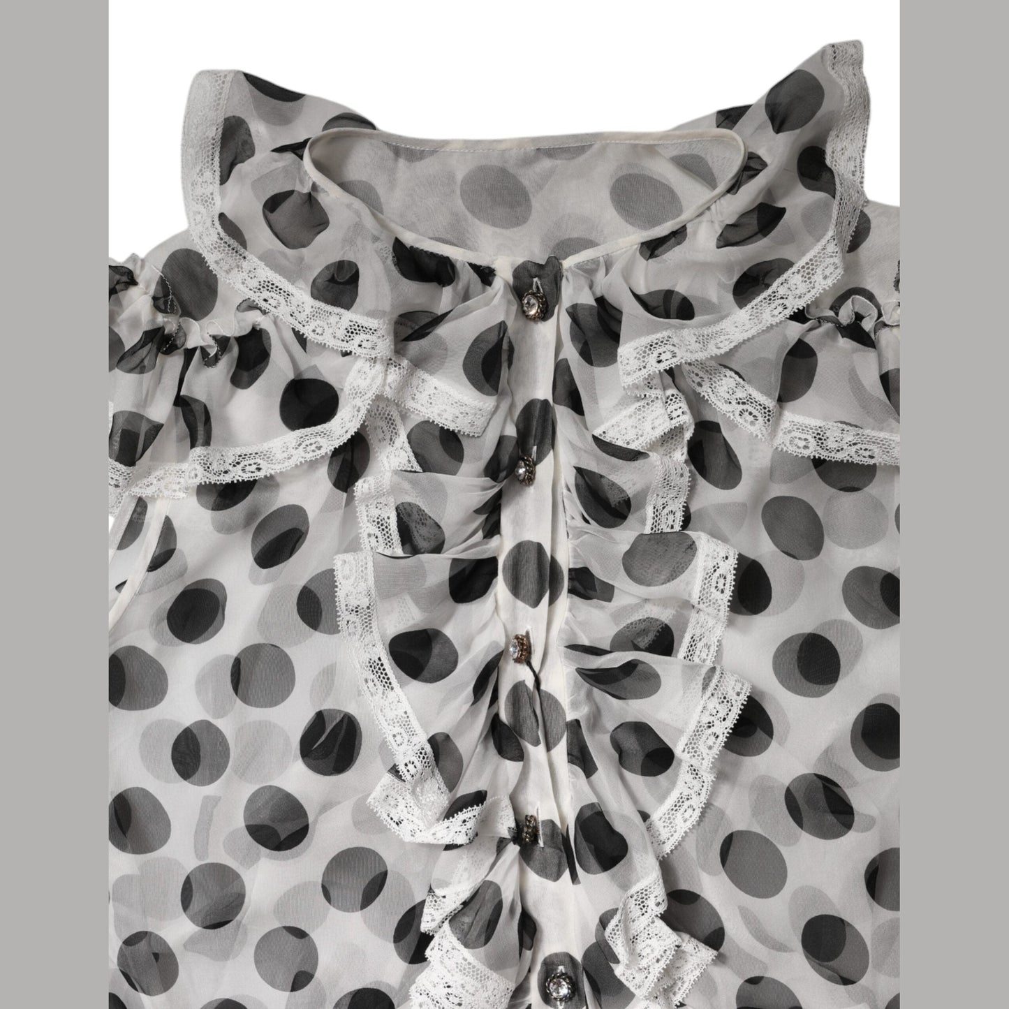 Dolce & Gabbana White Black Polka Dot Cotton Sleeveless Top Dolce & Gabbana