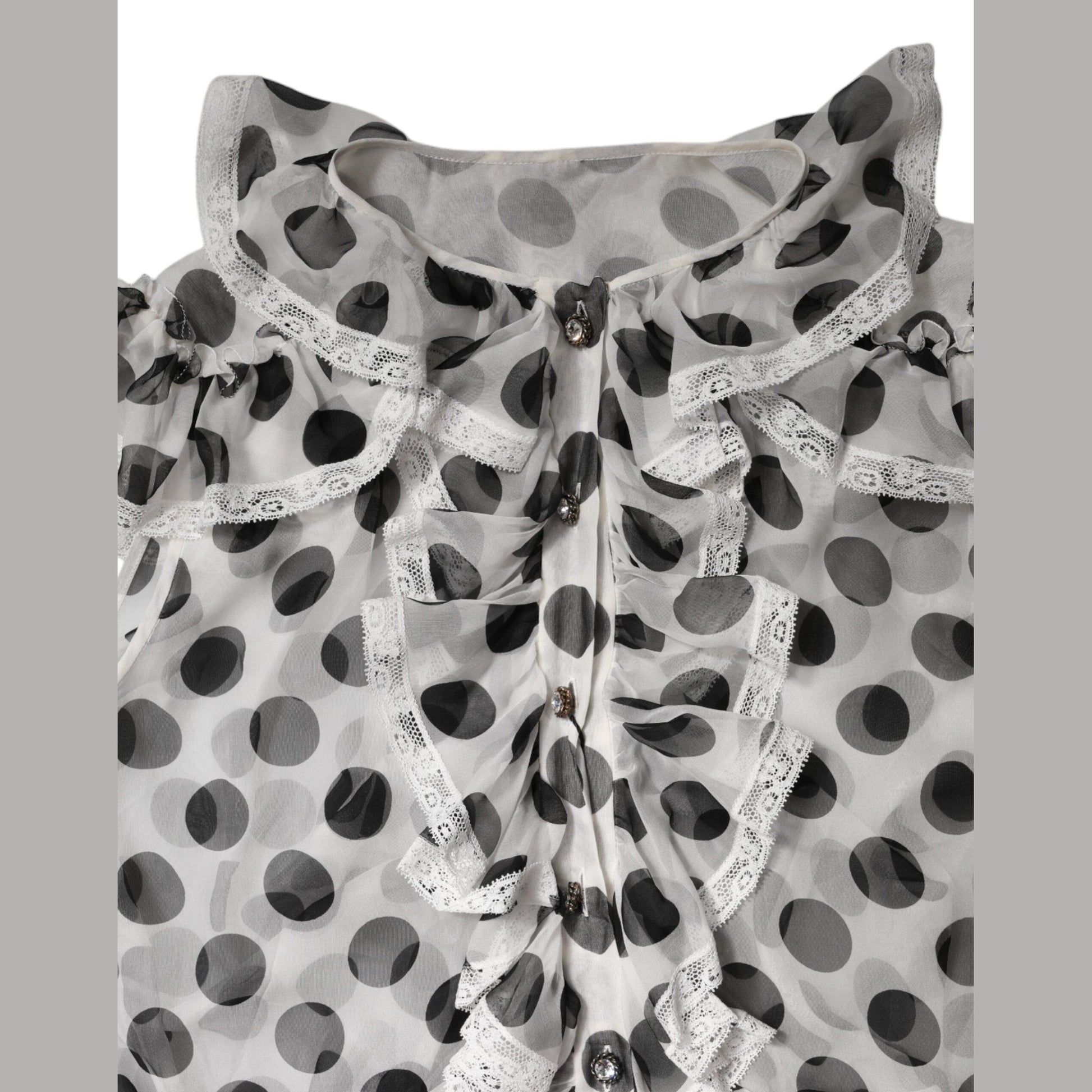 Dolce & Gabbana White Black Polka Dot Cotton Sleeveless Top Dolce & Gabbana