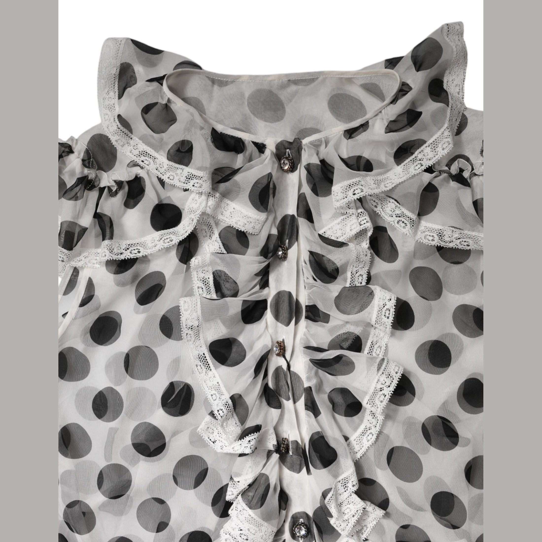 Dolce & Gabbana White Black Polka Dot Cotton Sleeveless Top