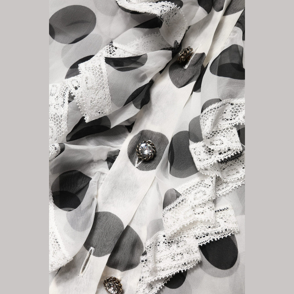 Dolce & Gabbana White Black Polka Dot Cotton Sleeveless Top