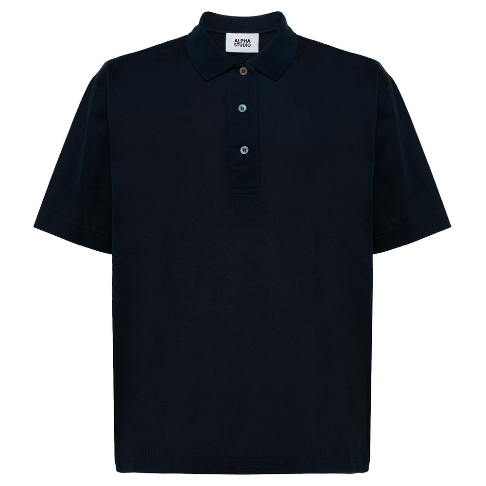 Alpha Studio Blue Cotton Polo Shirt Alpha Studio