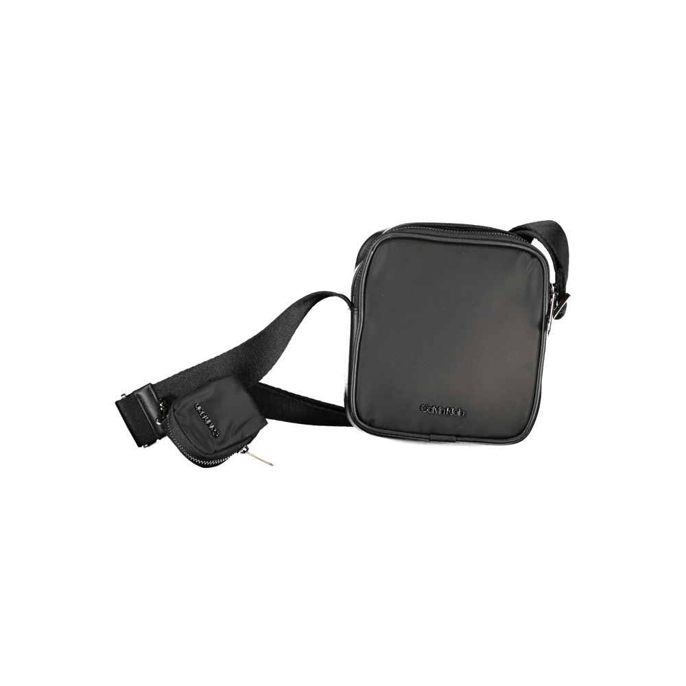 Black Calvin Klein men's shoulder bag made of Nero polyester with adjustable strap and spacious main compartment.