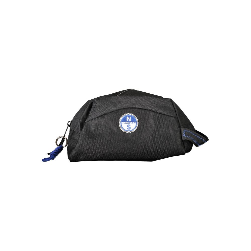North Sails black polyester men's beauty case with zipper closure and compact design for travel and everyday use.