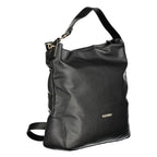 Mario Valentino Nero Donna bag made of polyurethane, stylish black handbag with sleek design and silver-tone hardware.