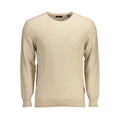 Gant beige cotton men's sweater with a crew neck and ribbed cuffs, displayed on a neutral background.