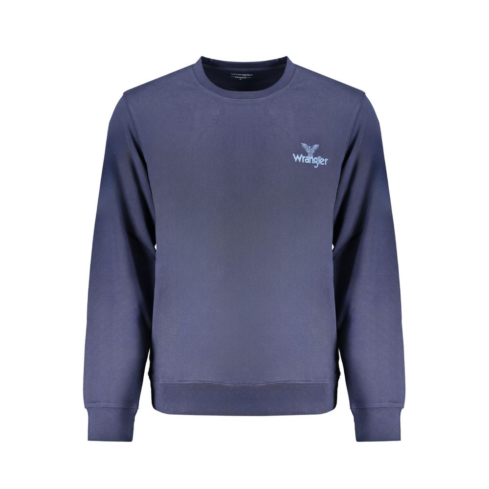 Wrangler blue cotton men's sweatshirt with crewneck and long sleeves, casual and comfortable for everyday wear.
