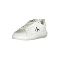 White leather women's sneaker by Calvin Klein with clean design and laces, casual footwear for everyday wear.