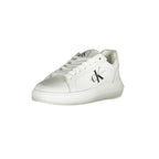 White leather women's sneaker by Calvin Klein with clean design and laces, casual footwear for everyday wear.