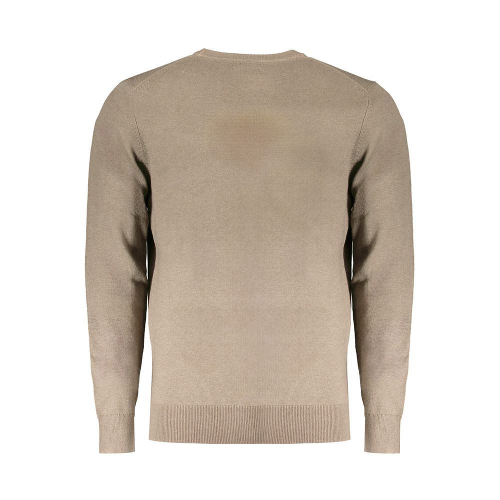 Brown wool men's sweater from Norway 1963 with a classic knit pattern, showcasing a cozy, vintage-inspired design.