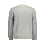Napapijri gray cotton men's sweatshirt with crew neck and long sleeves, casual style for everyday wear.