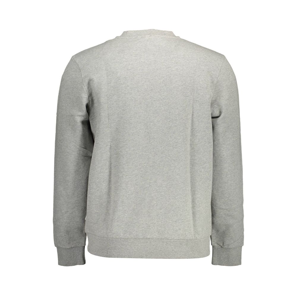 Napapijri gray cotton men's sweatshirt with crew neck and long sleeves, casual style for everyday wear.