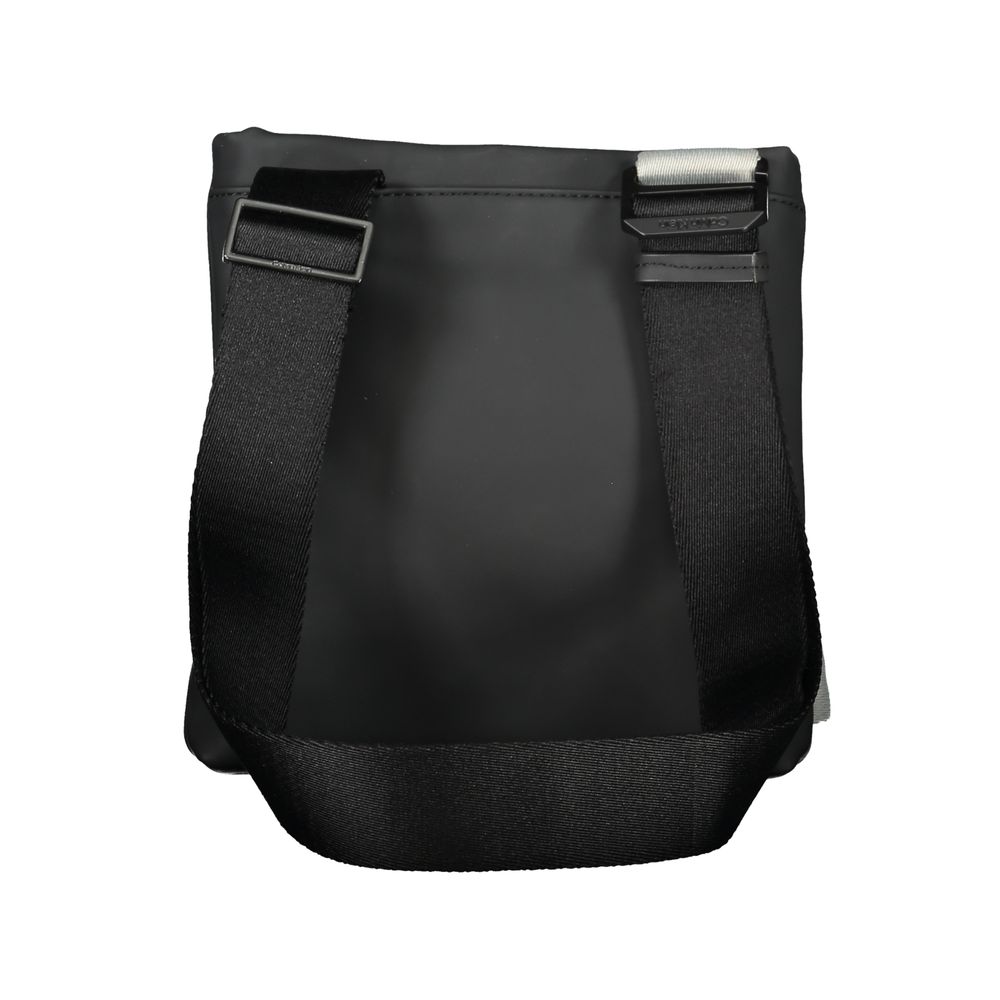 Black Calvin Klein men's shoulder bag made of polyester, featuring a sleek design and adjustable strap.