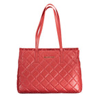 Mario Valentino Rosso polyurethane women's bag with sleek design and top handle, featuring a vibrant red color and gold-toned accents.