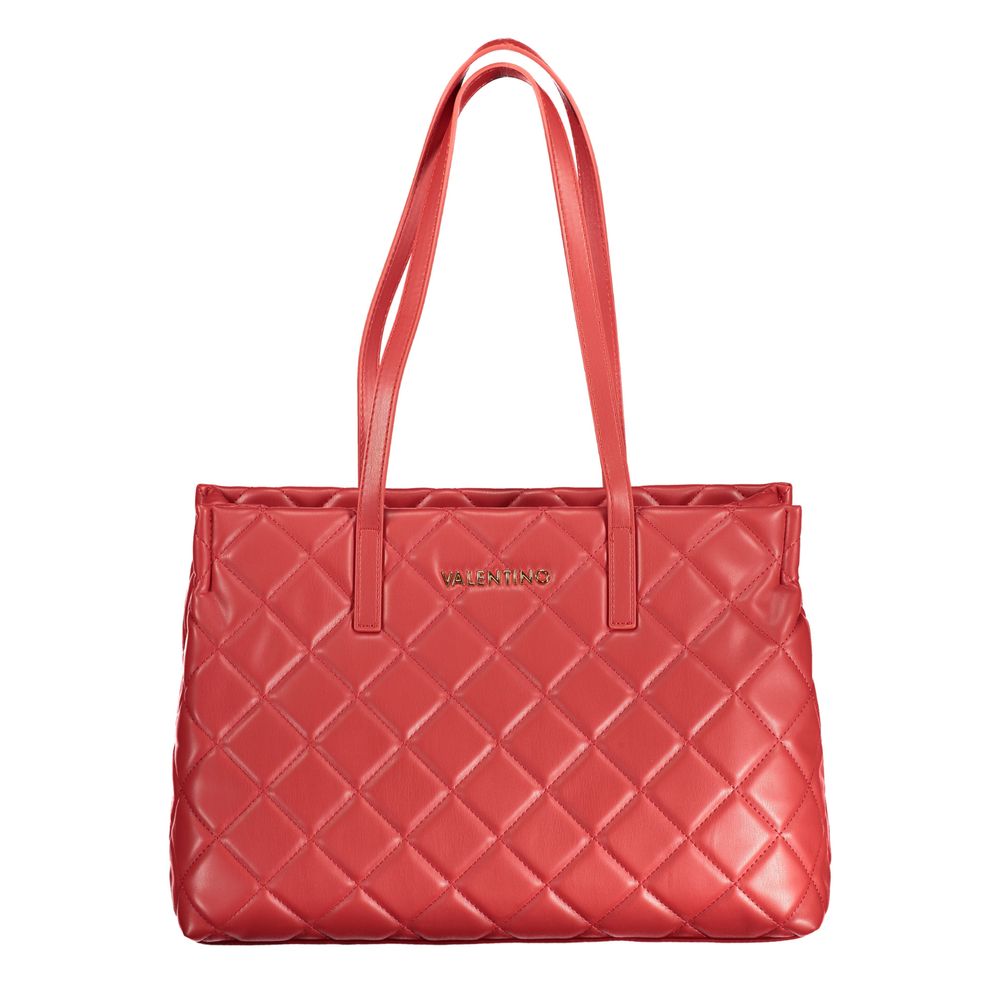 Mario Valentino Rosso polyurethane women's bag with sleek design and top handle, featuring a vibrant red color and gold-toned accents.