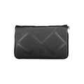 Calvin Klein black polyurethane women's handbag with sleek design and top handle, featuring subtle brand logo detail.