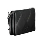 Calvin Klein black polyurethane women's handbag with sleek design and silver hardware, stylish accessory for everyday use.