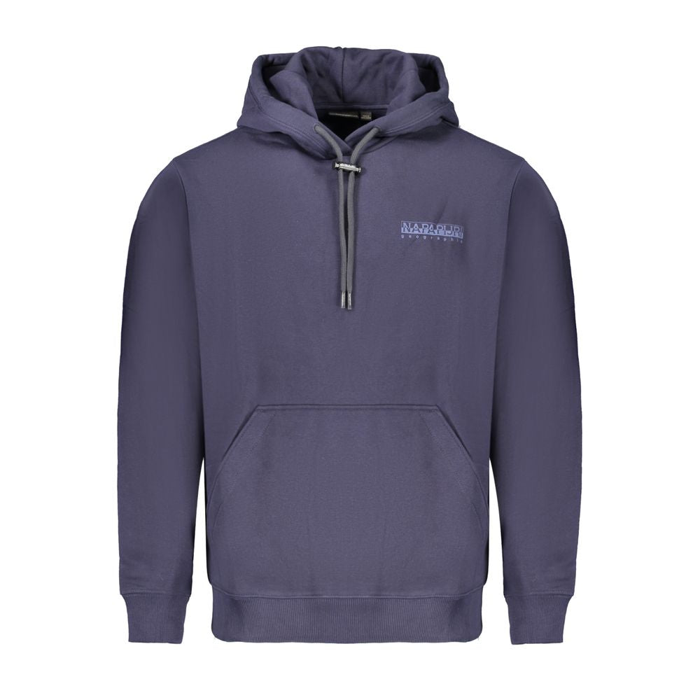 Blue cotton men's sweater by Napapijri with a crew neckline and relaxed fit, displayed on a plain background.
